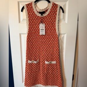 Zara Orange Crochet Dress NWT